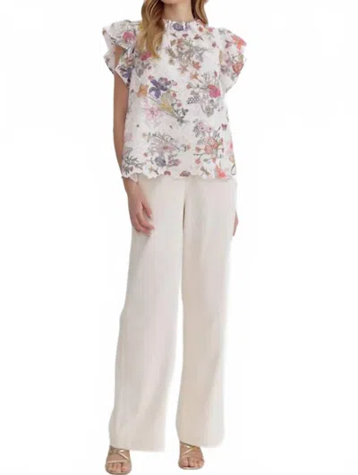Entro Floral Lace Elegance Blouse In Ivory Multi In White