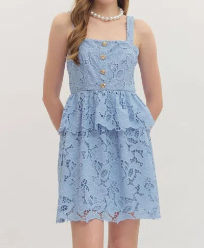 Entro Floral Laced Mini Dress In Light Blue