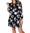 Entro Floral Long-sleeved Dress In Black In Black