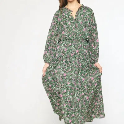 Entro Floral Maxi Dress In Green