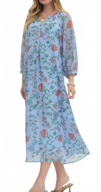 Entro Floral Midi Dress In Blue