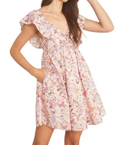 Entro Floral Mini Dress In Mauve In Multi