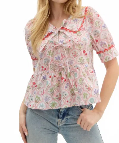 Entro Floral Peplum Top In Red