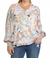 Entro Floral Pleated Sleeve Blouse In Multicolor In Multi