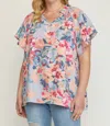 Entro Floral Potter Sleeve Shirt In Blue