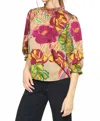 Entro Floral Print Blouse In Mocha In Multi