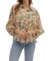 Entro Floral Print Button-down Top In Ecru In Brown