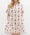 Entro Marilyn Poppy Drop Waist Mini Dress In White In White
