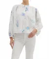 Entro Floral Print Eyelet Top In Blue/white In White