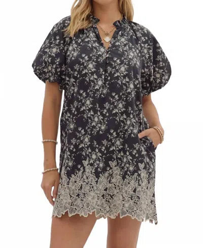 Entro Floral Print Mini Dress In Black