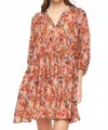 Entro Floral Print Mini Dress In Rust In Multi