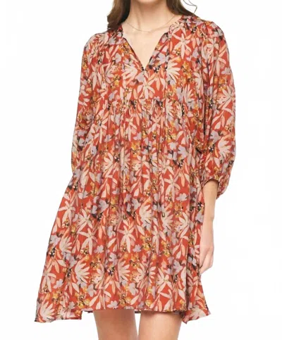 Entro Floral Print Mini Dress In Rust In Multi