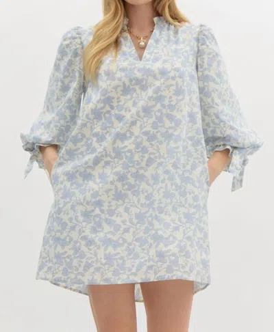 Entro Floral Print Pullover Mini Dress In Blue