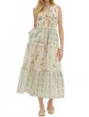 Entro Floral Print Ruffle Accent Tiered Sleeveless Maxi Dress In Cream In Neutral
