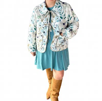 Entro Floral Quilted Jacket In Green Multi