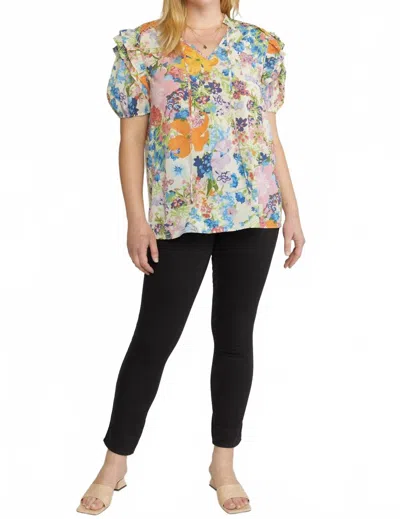 Entro Floral Ruffle Sleeve Blouse In Multi