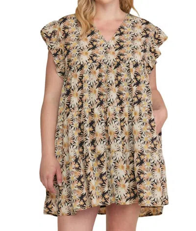 Entro Floral Ruffle Tiered Dress In Multi