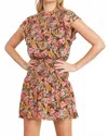 Entro Floral Smocked Dress In Brown In Burgundy