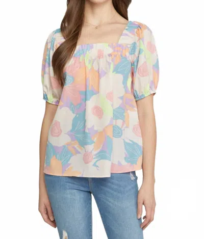 Entro Floral Square Neck Blouse In Multi