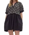 Entro Floral Textured Overlay Mini Dress In Black In Black