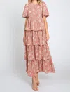 Entro Floral Tiered Maxi Dress In Rust In Multi