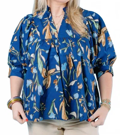 Entro Floral Trendy Blouse In Blue In Multi