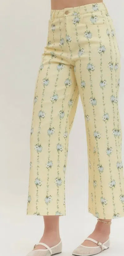 Entro Floral Wide Leg Pants In Buttercup In Yellow
