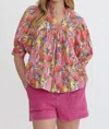 Entro Flower Top In Pink In Pink