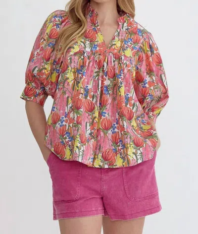 Entro Flower Top In Pink