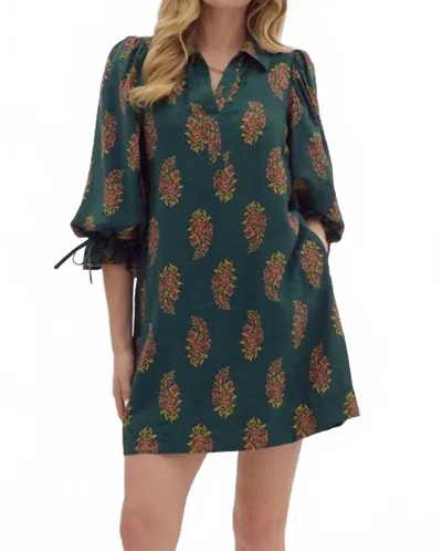 Entro Flutter Mini Dress In Green Multi