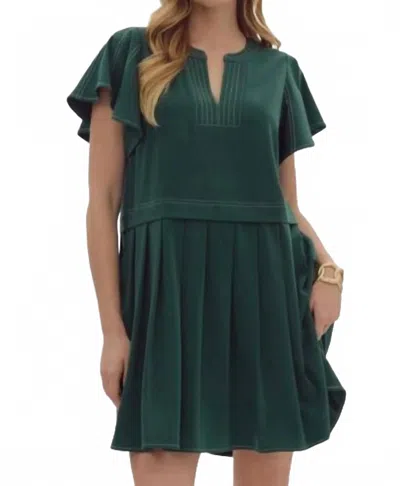 Entro Flutter Sleeve Mini Dress In Green