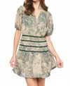 Entro Forest Toile Mini Dress In Green In Multi