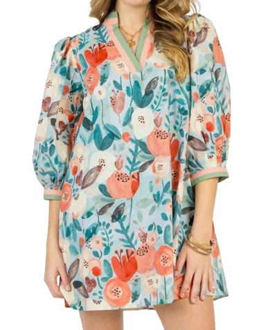 Entro Fresh Start Floral Dress In Seafoam In Gray