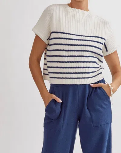 Entro Freya Striped Knit Top In White