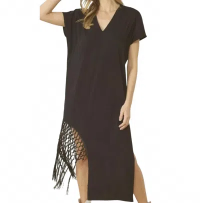 Entro Fringe Maxi Dress In Black