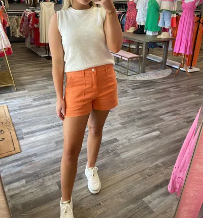 Entro Front Pocket Denim Shorts In Apricot