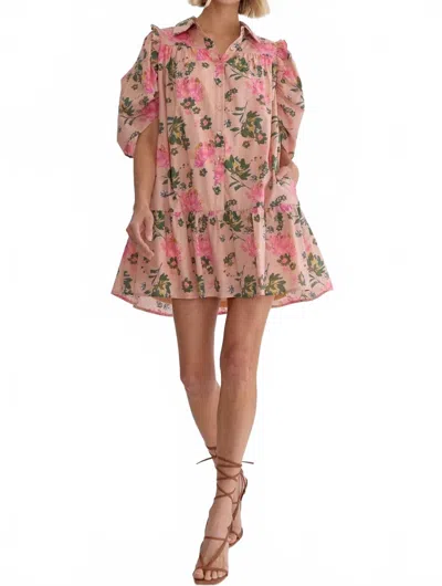 Entro Garden Blooms Dress In Peach In Multi