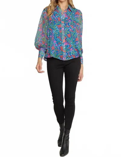 Entro Garden Of Eden Floral Top In Multi-color In Brown