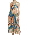 Entro Geometric Cut Out Midi Dress In Salmon In Multi