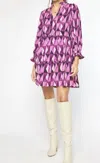 Entro Geometric Print Dress In Magenta In Pink