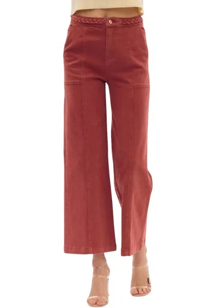 Entro Gina Braided Detail Pants In Rust In Multi