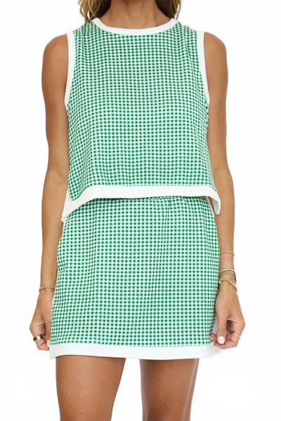 Entro Gingham Athletic Skort Set In Green/ White