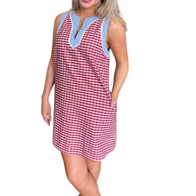 Entro Gingham Picnic Mini Dress In Red
