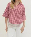 Entro Gingham Top In Red In Multi