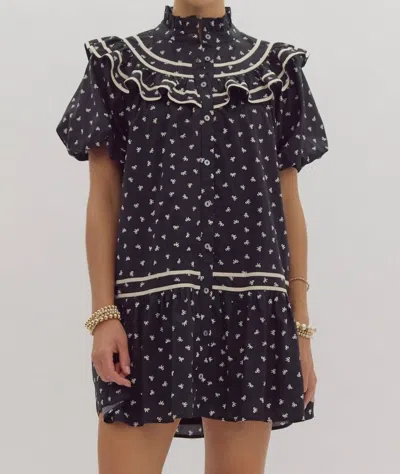 Entro Girl On The Go Bow Dress In Black
