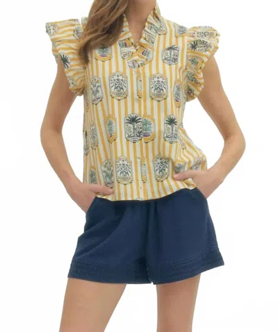 Entro Golden Striped Top In Yellow