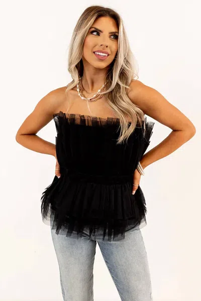 Entro Gorgeous And Glam Tulle Peplum Top In Black