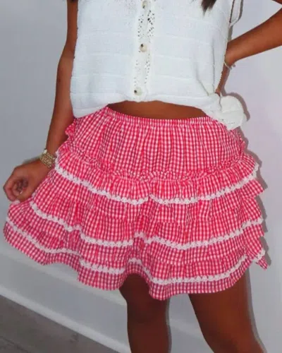 Entro Grace Ruffle Mini Skirt In Pink Gingham In Multi
