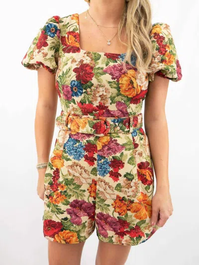 Entro Grandma's Couch Floral Print Romper In Multicolor