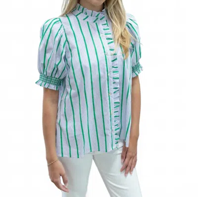 Entro Greer Stripe Blouse In Green